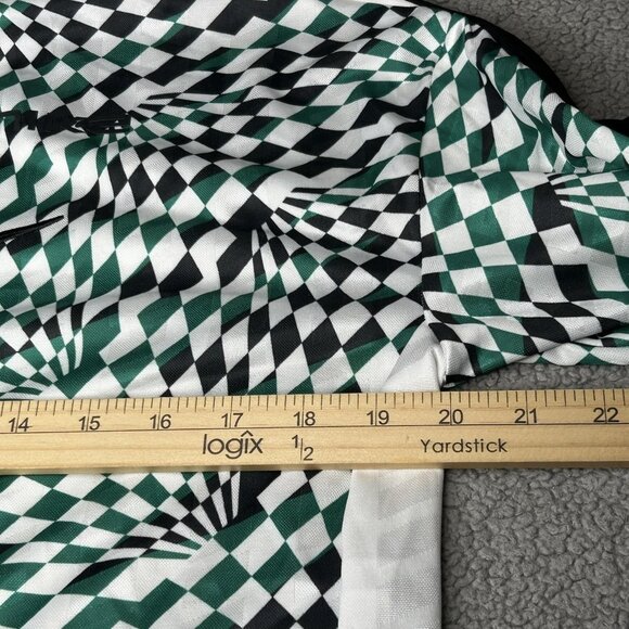 Nike Shirt Womens Medium Green Black Checkered Loose Fit Cropped Long Sleeve - Picture 9 of 14